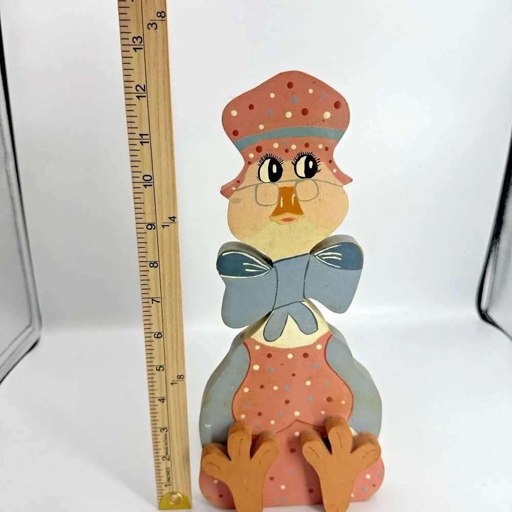 Vintage Hand Painted Wood Chicken Paper Towel Holder Folk Art Kitchen Decor